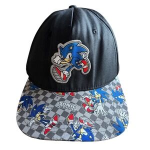 Sonic The Hedgehog Sega Baseball Hat Cap Adult Snapback Black Embroidered Patch